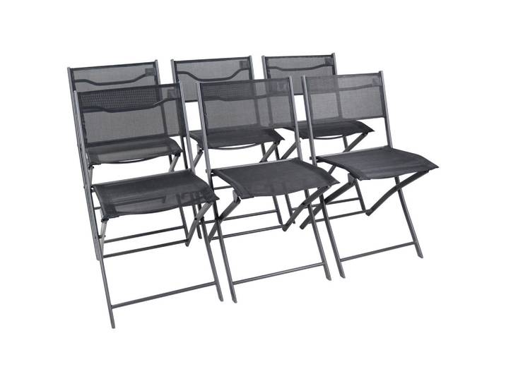 Gardenson Gartenklappstuhl-Set, Schwarz, Metall, Textil, 45x79x46 cm, abwischbar, klappbar, UV-beständig, regenabweisend, Gartenmöbel, Gartenstühle, Gartenklappstuhl