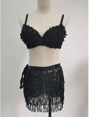 LightInthebox Exotic Belly Exotic Dancewear Skirts Tassel Solid Splicing Women's Sxey Training Performance Sleeveless High Sequined