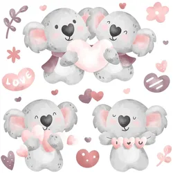 WANDAUFKLEBER 130x183cm - Pastellfarbene Koalas