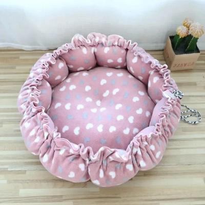 Uplifted Finds Plush Nesting Donut Pet Bed & Cushion Basket pink Heart s