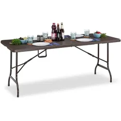 relaxdays Klappbarer Gartentisch in Holz-Optik 180 x 74 cm