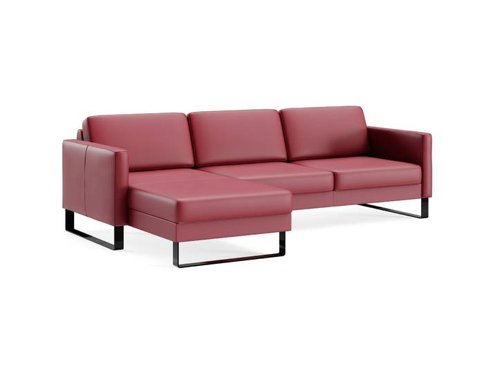 Exklusives Ecksofa Devin Leder rot B 247 cm T 157 cm - Möbel Konfigurator: Traummöbel individuell zusammenstellen - Ecksofa