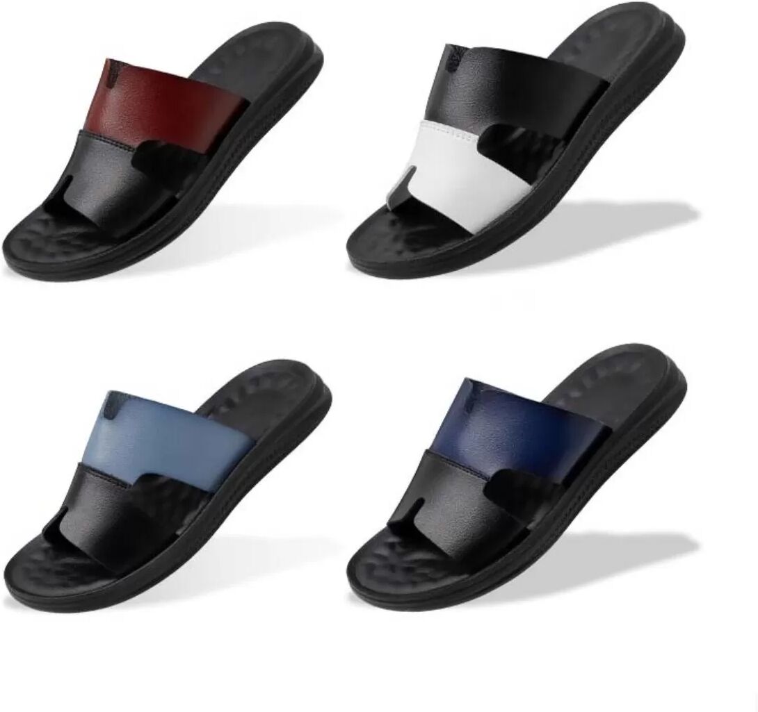 INF Atmungsaktive & bequeme Herren PU Leder Open Toe Sandalen Weiß 47