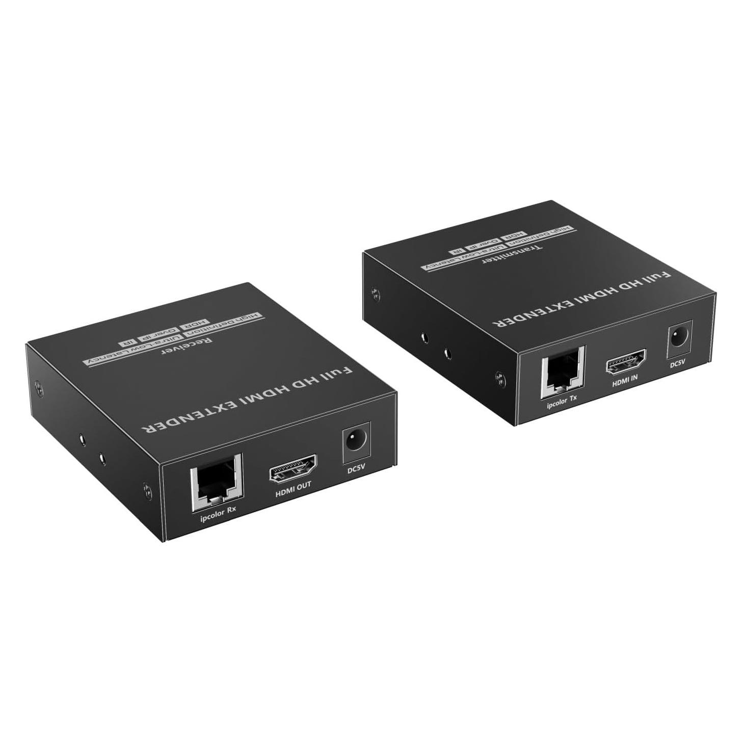 PremiumCord HDMI-Extender für 150 m über LAN, Full HD 1080p 60Hz, HDR10, HDCP 1.4, IR-Übertragung, Metallgehäuse (Extender) (khext150-2)