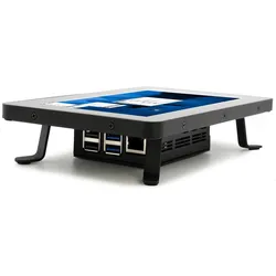 KKSB Case für Raspberry Pi 5, Touch Display 2, Aluminium, Stahl, Standfuß, Belüftung, Schwarz