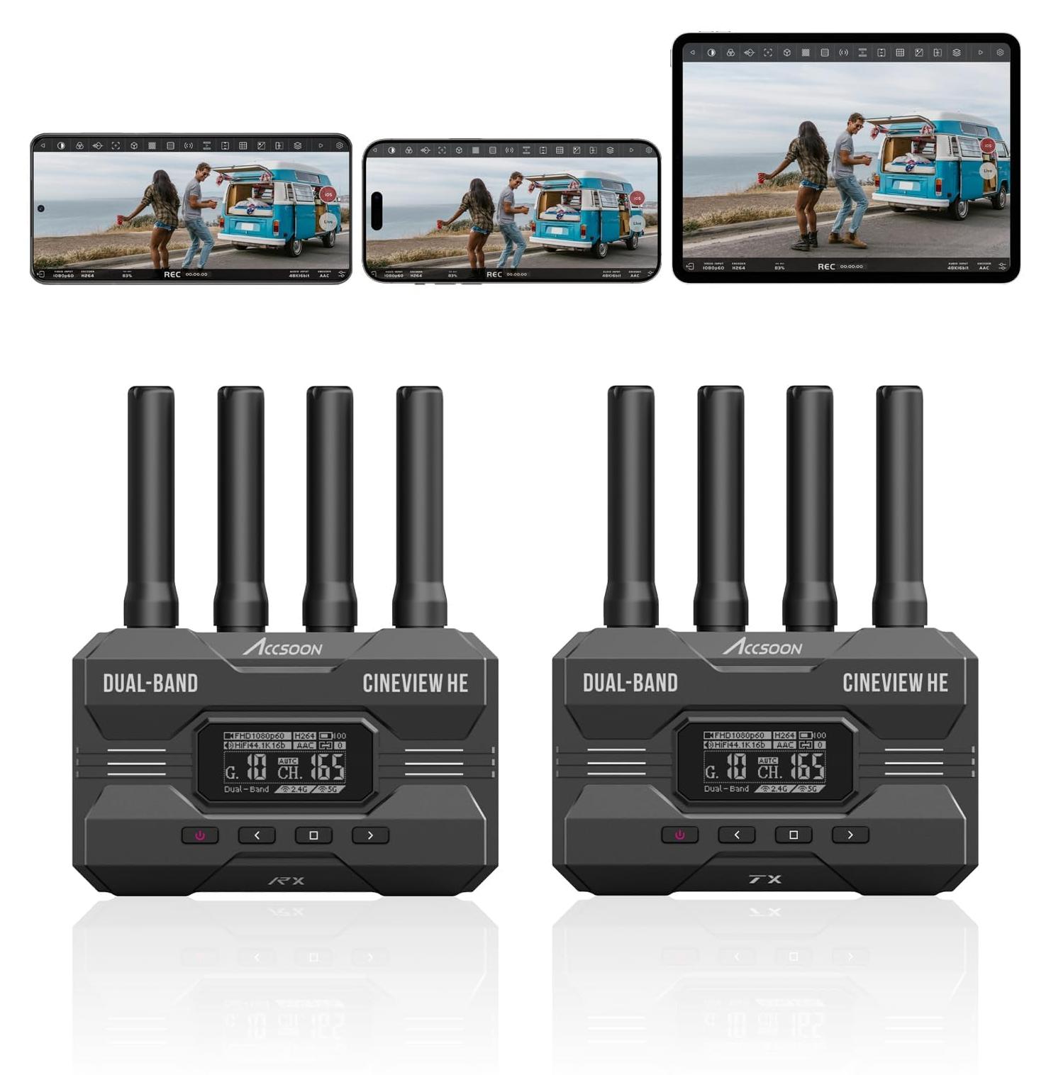 Funkübertragungssystem HDMI Sender Empfänger - 2,4 GHz und 5 GHz - 350 m - Kamera-Monitor - UVC Streaming