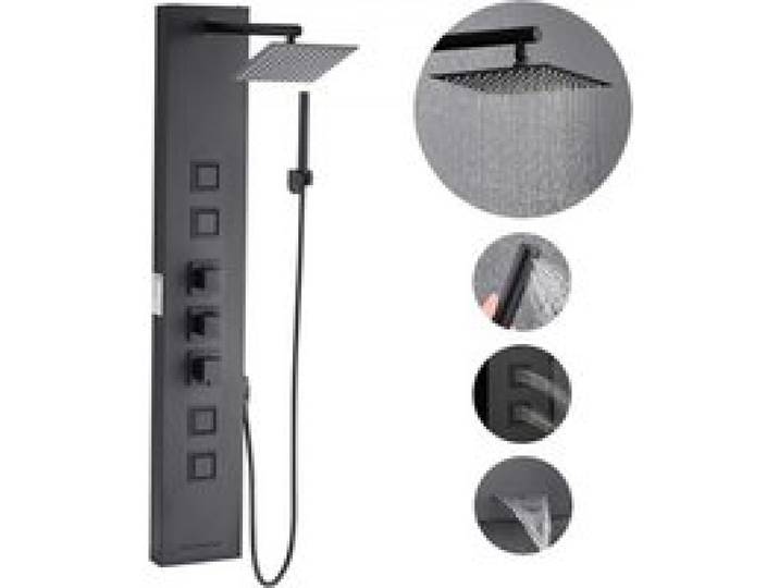 VEVOR Duschpaneel-Turmsystem (4 in 1) mit Regenwasserfall-Duschkopf, (124 cm) Duschsäule aus gebürstetem Edelstahl, Regenmassagesystem zur Wandmontage, mit Handbrause & 4 kleiner Massagedüsen