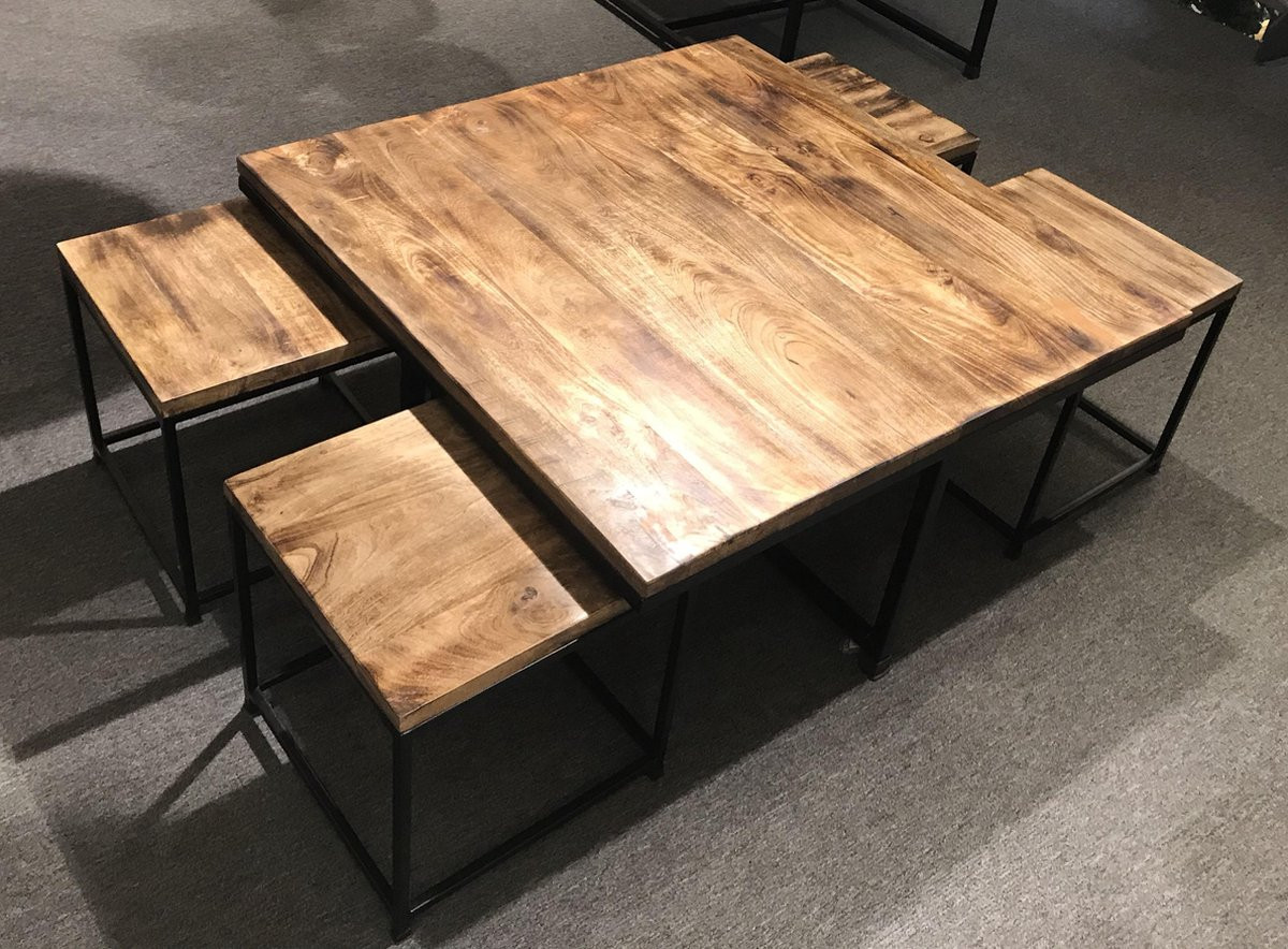 Sense Industriële Salontafel Mumbai Set van 5 - Zwart - Mangohout
