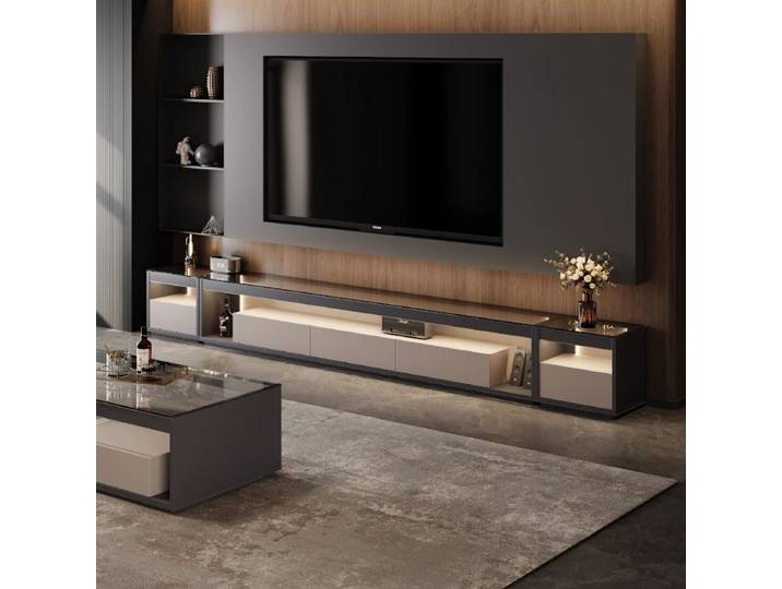 Meuble TV italien 2025, nouveau salon avec lumière, meuble TV moderne, centre de divertissement, meubles de maison