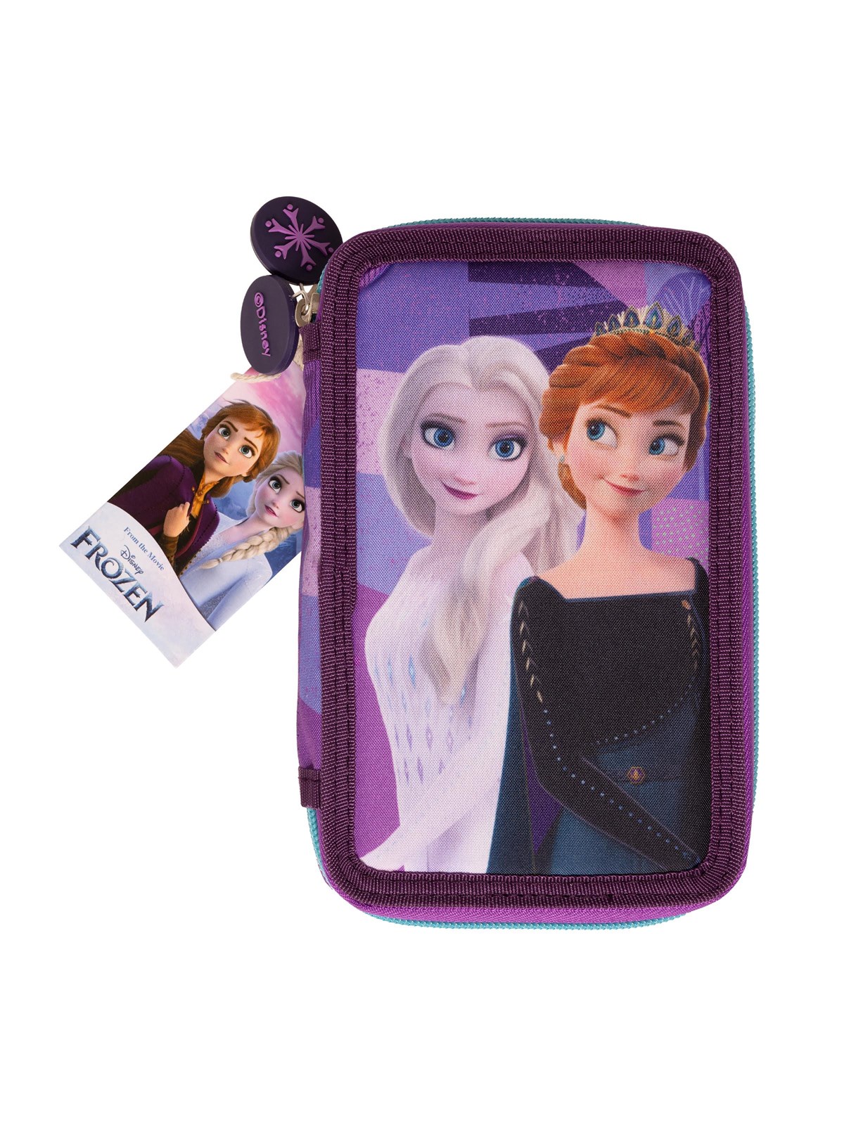 Frozen Filled double decker pencil case 300D rich nylon 19.5 x 12.5 x 4 cm.