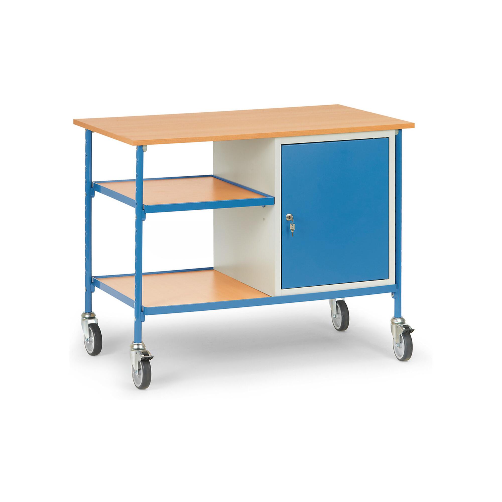 fetra Rolltisch 5864 mit verschließbarem Stahlschrank und 2 Ablageböden)