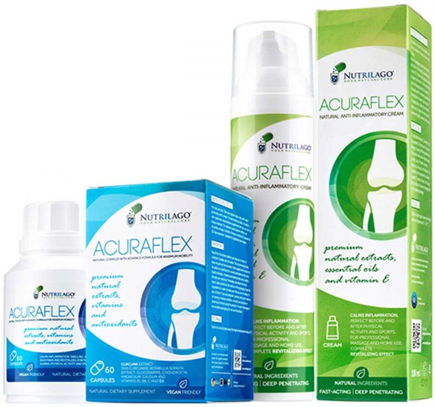 Nutrilago Acuraflex Komplett 60 Kapseln +100ml Creme Kombipackun
