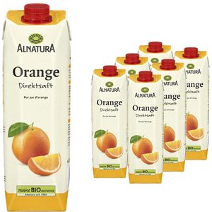 Alnatura Saft Orange, Direktsaft ohne Zuckerzusatz, BIO, 100% Direktsaft, Tetrapack, je 1 Liter, 6 Stück