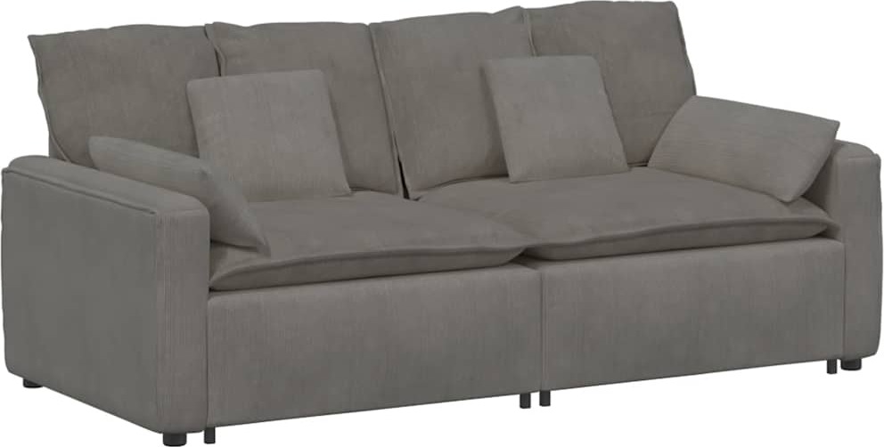 Modulares Sofa mit Kissen Hellgrau