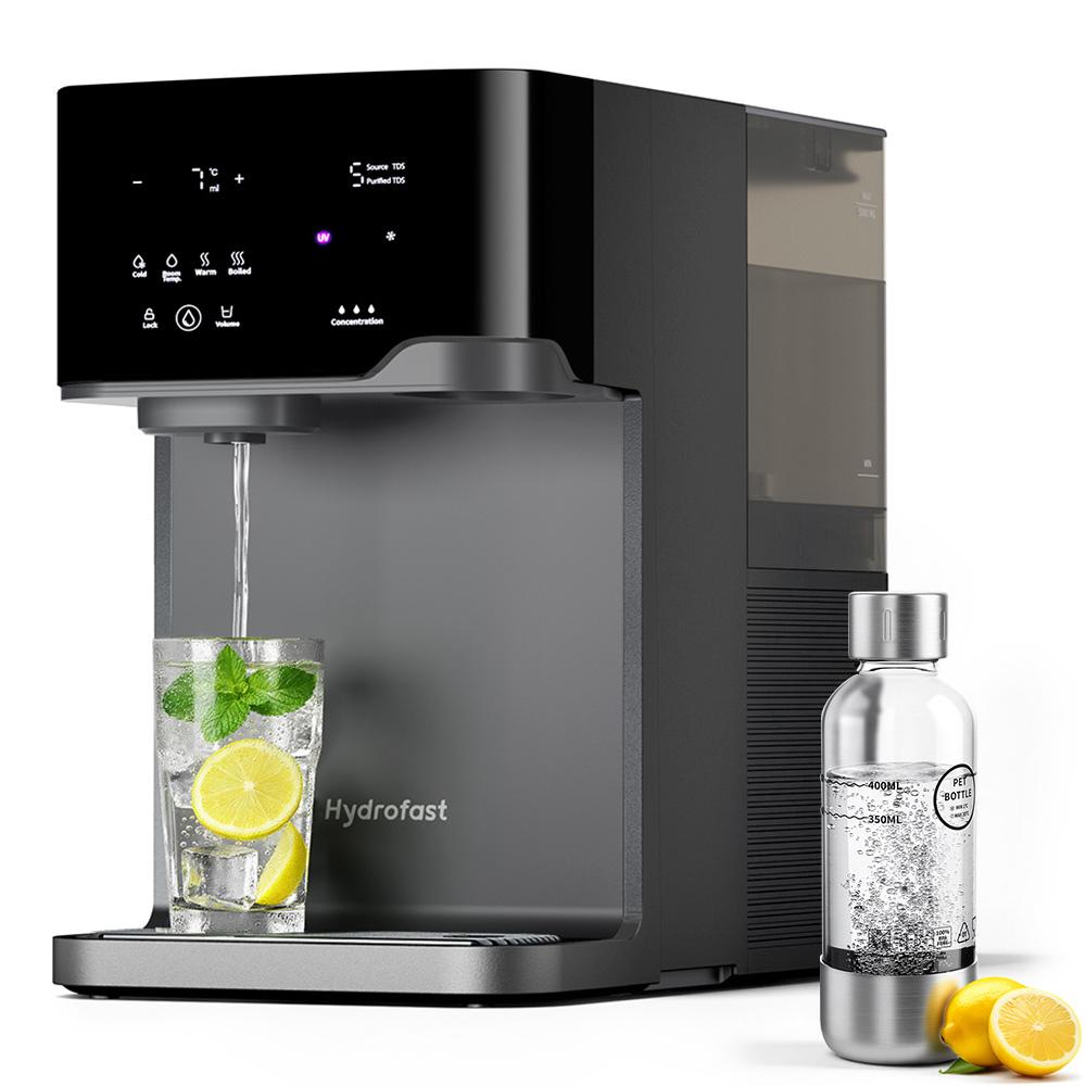 Hydrofast C300 Tischwasserfilter + BUB01 PET-Flasche - Komplettset für prickelndes Frischwasser zu Hause
