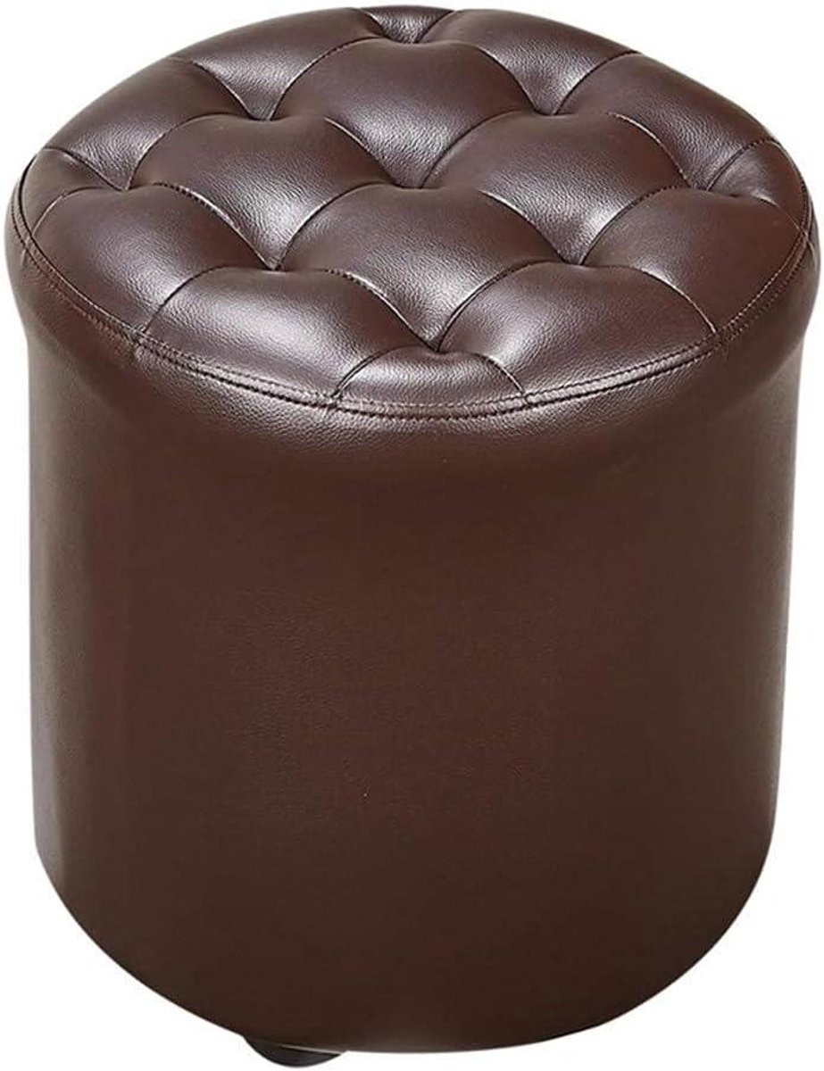 Blauw Voetenbankje met Opbergruimte en Faux Leather Bekleding