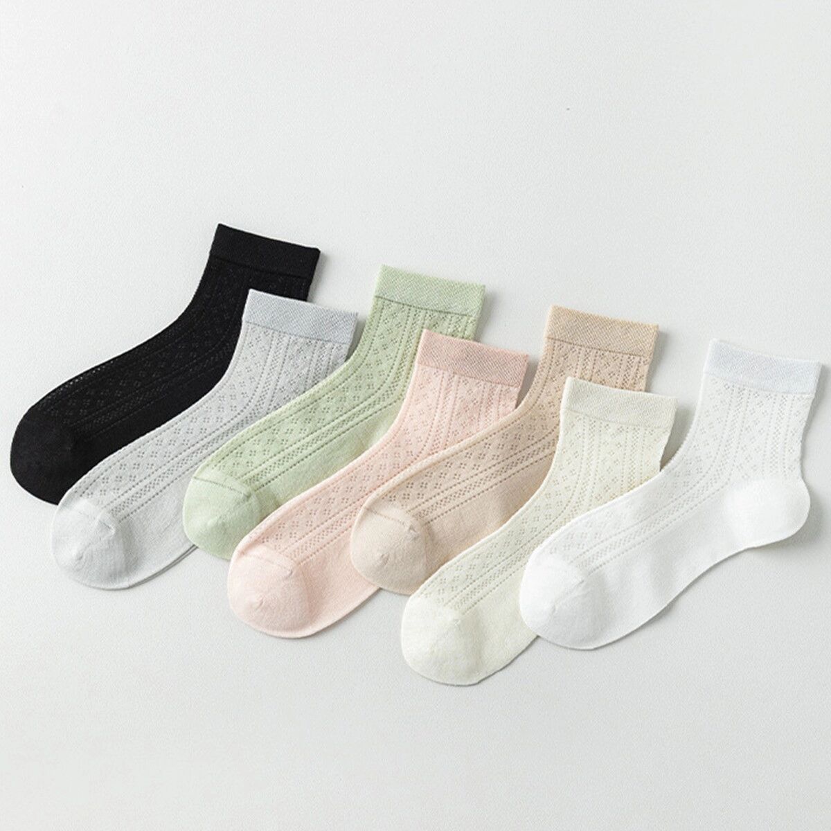 INF Chaussettes invisibles en soie de mûrier, lot de 7 paires, maille fine respirante, antibactériennes et antidérapantes