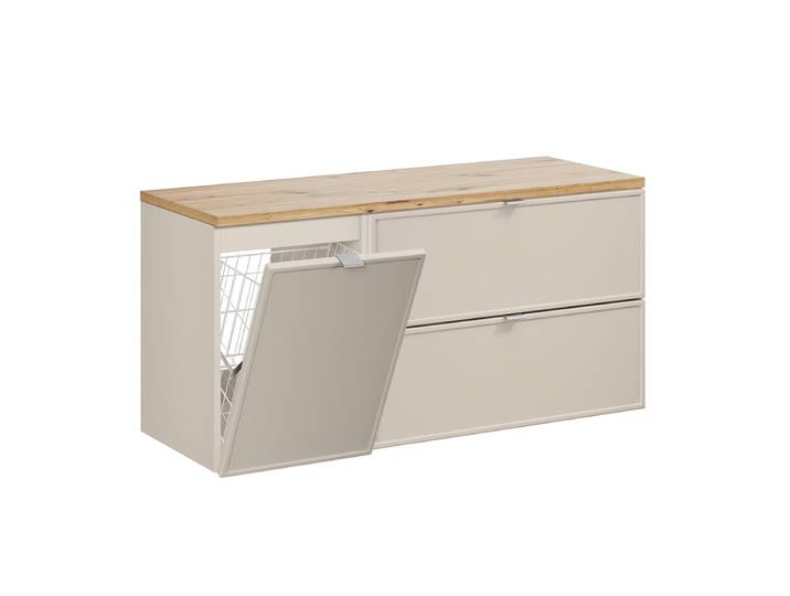 Meuble sous-vasque 120cm panier à linge Alba Cachemire