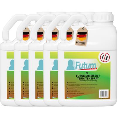 FUTUM 5x5L Ameisenspray / Termitenspray bekämpft Insekten, Eier, Larven, Insektenspray ohne Biozide auf Wasserbasis, Sofortwirkung ohne Flecken