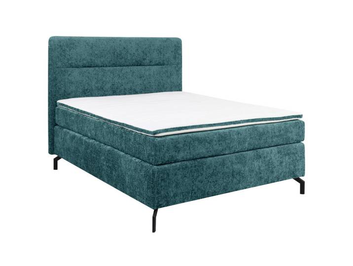 Boxspringbett, Blau, 140x200 cm, Textil, Topper Durchgehend, Modern