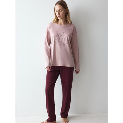 Schlafanzug TRIUMPH "Sets Good PK LSL 08", Damen, Gr. 48, rosa (pink, light combination), Jersey, Obermaterial: 100% Baumwolle, Homewear-Sets Schlafanzug, weich und atmungsaktiv