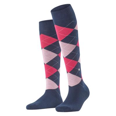 Kniestrümpfe BURLINGTON "Queen", Damen, Gr. 36-41, bunt (marine), Baumwollmischung, Argyle-Muster, Socken Kniestrümpfe, Einheitsgröße 36-41, Argyle-Muster, gekämmte Baumwolle
