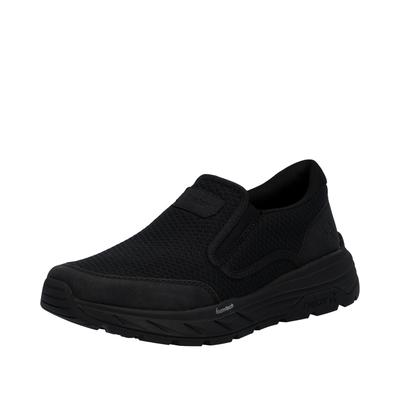 Slip-On Sneaker RIEKER, Herren, Gr. 43, schwarz, Lederimitat, Textil, unifarben, Schuhe, Slipper, Schlupfschuh, Halbschuh, Freizeitsneaker mit Gummizüge