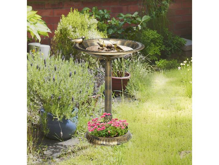 Outsunny Bain Oiseaux Jardinière Polypropylène Ø50cm Bronze