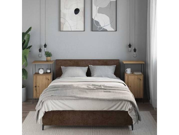 KTHLBRH Nachttische 2 Stück Eiche Handwerk 41 x 31 x 80 cm Mehrschichtiges Holz, Regal und Fach mit Tür, klassisches Schlafzimmer-Design