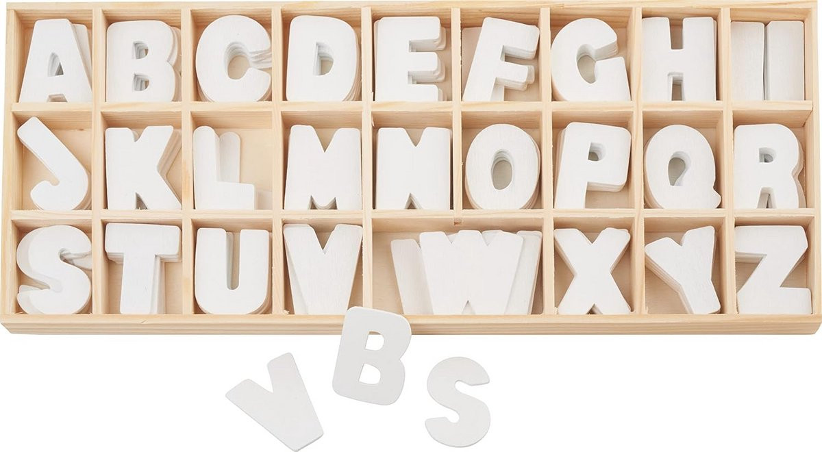 Complete Letterset met 156 houten letters in doos van A-Z