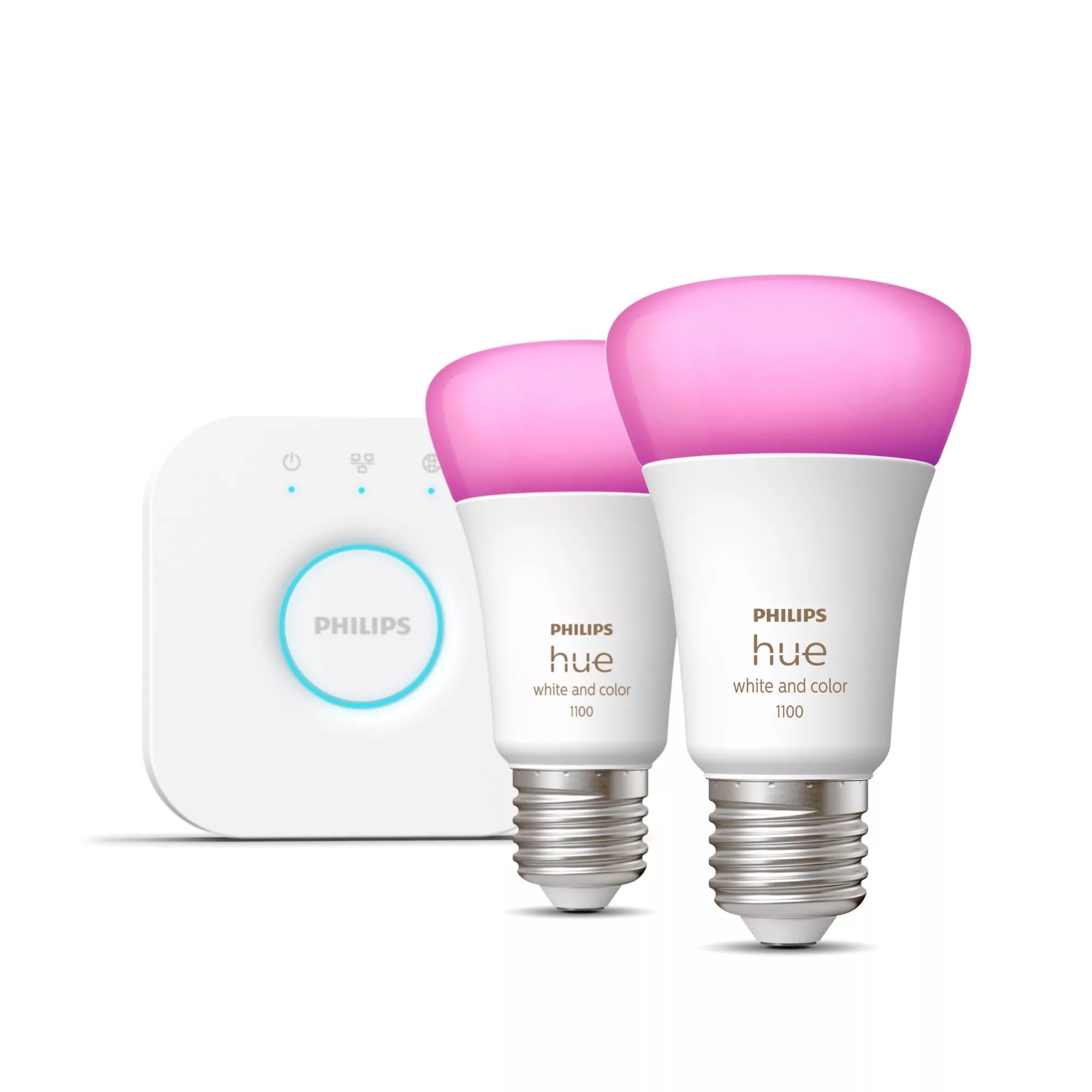 Philips Hue White & Color Ambiance Starter Set E27 A60 Doppelpack LED Set für intelligente Beleuchtung Multi AC (Weiß) 8719514291492