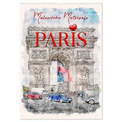 Paris - malerische Metropole (Wandkalender 2026 DIN A2 hoch), CALVENDO Monatskalender