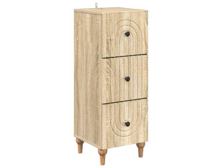 HKLGBVCR Schubladenschrank, 33 x 34,5 x 90 cm, Holz Vintage-Kommode, Retro-Stil, modernes Design, schwarze Metallknöpfe, ausziehbare Schubladen, konische Füße