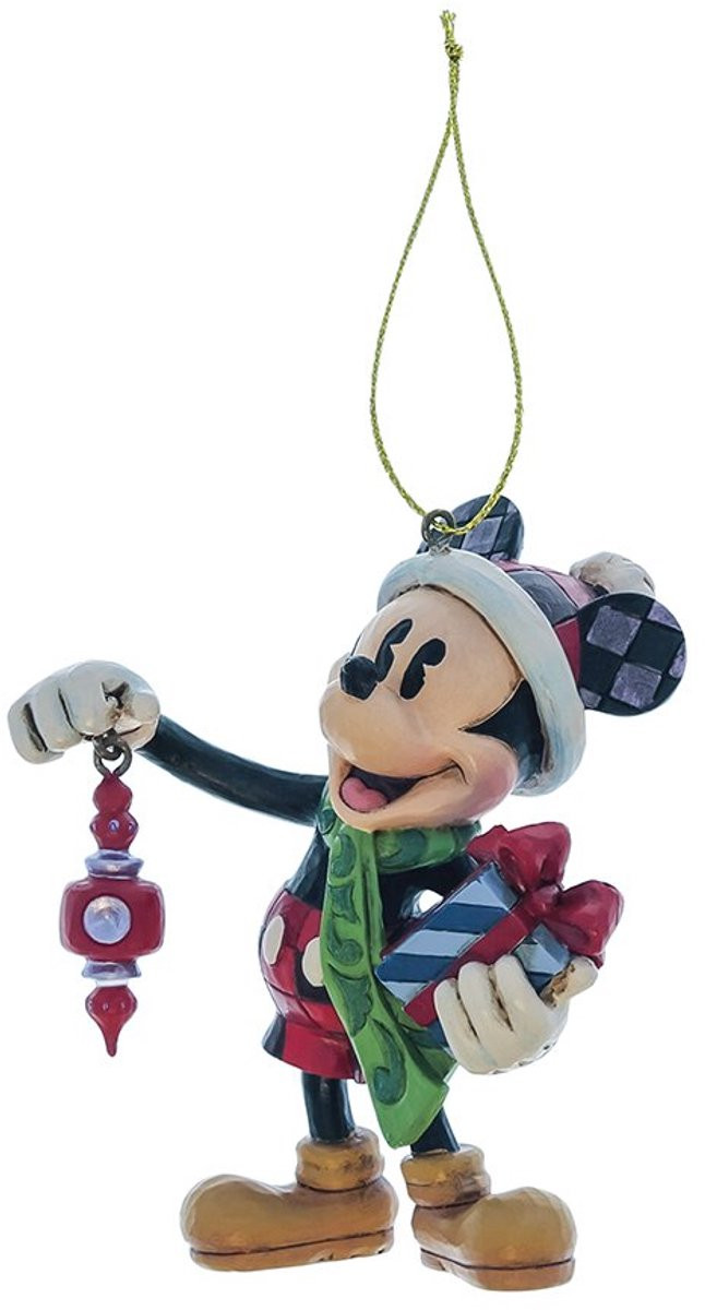 Enesco Jim Shore Disney Mickey Mouse met Cadeau Kerstboomversiering Hoogte: 9 cm