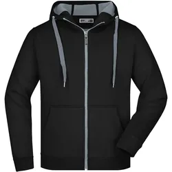 Kapuzen-Sweatjacke Doubleface "JN355" - M - schwarz