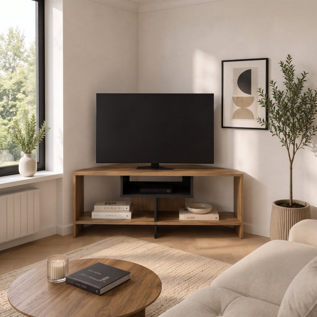 17 Stories Moheed Corner TV Stand for TVs up to 50" Brown   Black 50"