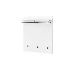 Garderobenpaneel   ¦ weiß ¦ Holzwerkstoff,Metall,Kunststoff ¦ Maße (cm): B: 86 H: 101 T: 30.0
