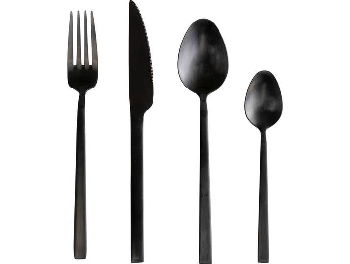 Kare-Design Besteckset, Schwarz, Metall, 16-teilig, 20x6x26 cm, Besteck, Besteck-Sets