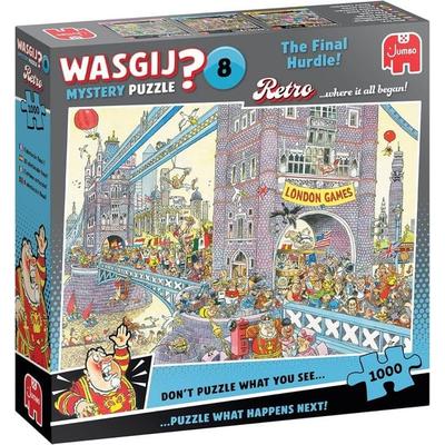 Jumbo 1110100581 - Wasgij Retro Mystery 8, The Final Hurdle!, Die letzte Hürde, Comic-Puzzle, 1000 Teile