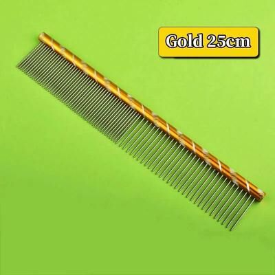 Inspired Finds ProGroom Stainless Steel Pet Comb Lightweight Detangling & Cleaning Comb For Cats And Dogs gold 9.84in