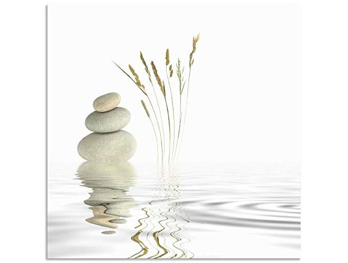 ARTland Wanddeko Wandbild Alu Verbundplatte für Innen & Outdoor Bild 40x40 cm Zen Asien Asiatisch Wellness Spa Entspannung Natur Steine See T5VB