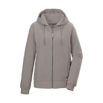 Sweatjacke "GS 26 WMN SWT JCKT GOTS", Damen, Gr. 38, grau (stein), Obermaterial: 100% Baumwolle.Obermaterial 2: 95% Baumwolle, 5% Elasthan, G.I.G.A. DX BY KILLTEC, Sweatjacken Sweatjacke, GOTS Bio-Baumwolle, Carbon-Finish, Kapuze, elastische Bündchen