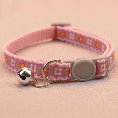Inspired Living Floral Lace Bell Cat Collar Adjustable Embroidered Pet Collar For Stylish Cats 7