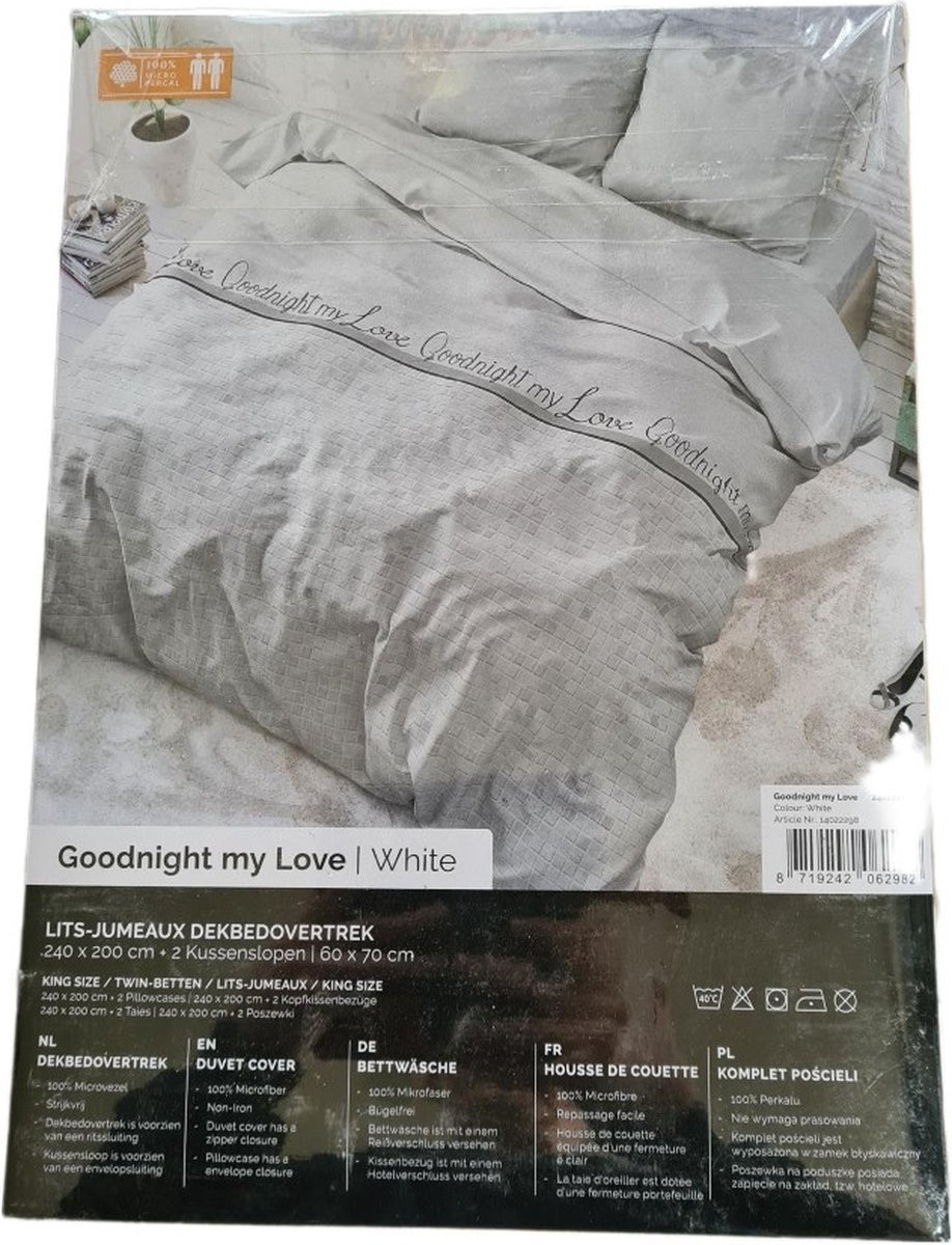 Goodnight my love dekbedovertrek voor volwassenen - Wit - Kingsize - 240 x 200 cm