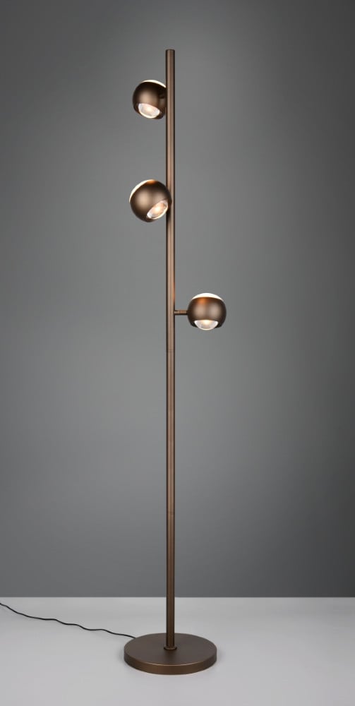 Trio Select Orbit Platinum 3-lichts led vloerlamp met leesfunctie in bruin