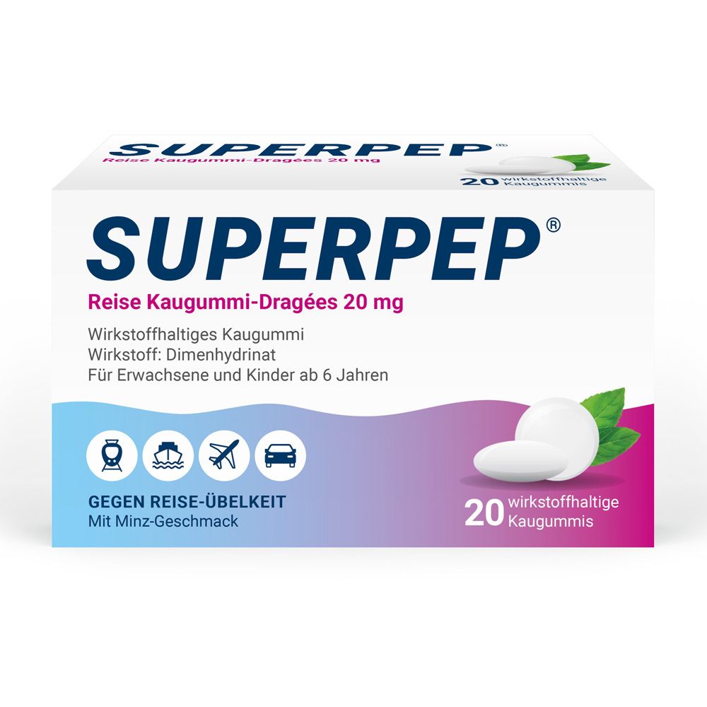 Superpep Reise Kaugummi Dragees 20 mg St