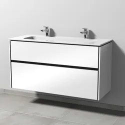 Sanipa Twiga Keramik-Set Design mit 2 Auszügen, Weiß-Glanz, SL24378 SL24378