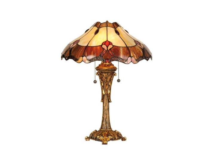 Clayre&Eef Tiffany Tischlampe CAMBRIA, Multicolour, für Wohn- / Esszimmer, Kunststoff, Tiffany, Tischlampe