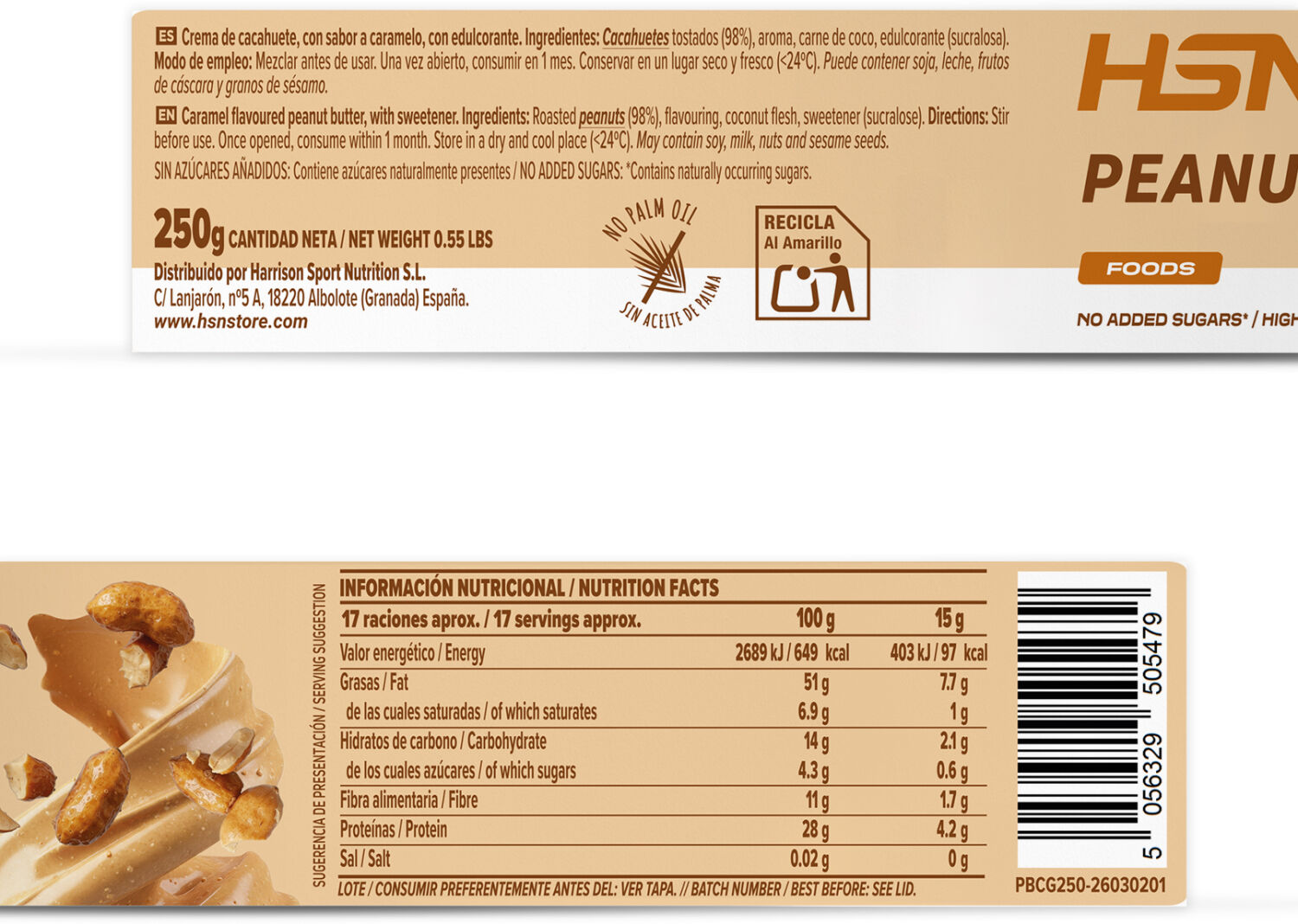 HSN Crema de cacahuete garrapiñado - 250g - Mantequillas y Cremas - Mantequilla - 17  Servicios
