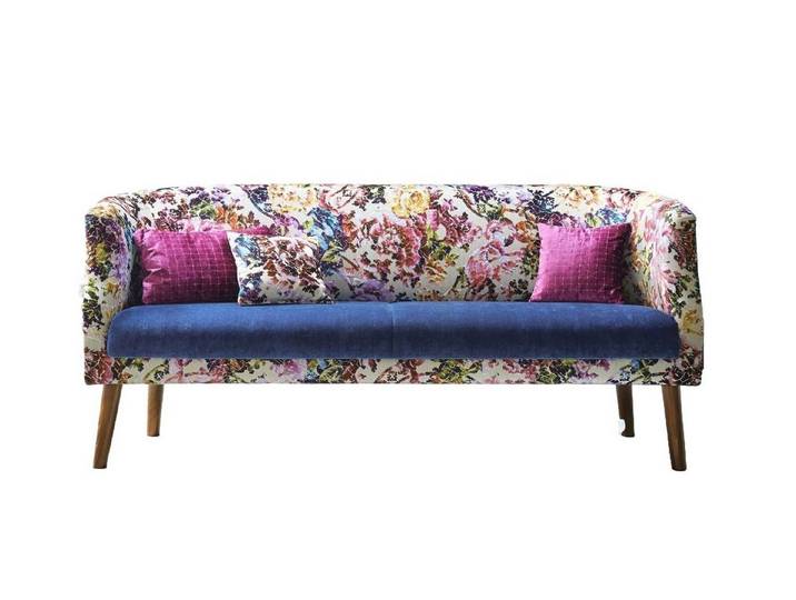 Natur24 Essbank Tischsofa Lobby 2,5-Sitzer Bunt Floral Türkis